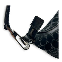 Hobo Shoulder Bag Black in Suede Leather, Silver hardware