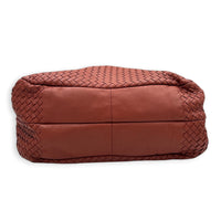 Campana Red Shoulder Bag in Intrecciato Leather, Ruthenium hardware