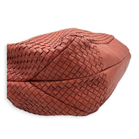 Campana Red Shoulder Bag in Intrecciato Leather, Ruthenium hardware