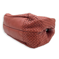 Campana Red Shoulder Bag in Intrecciato Leather, Ruthenium hardware