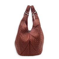 Campana Red Shoulder Bag in Intrecciato Leather, Ruthenium hardware