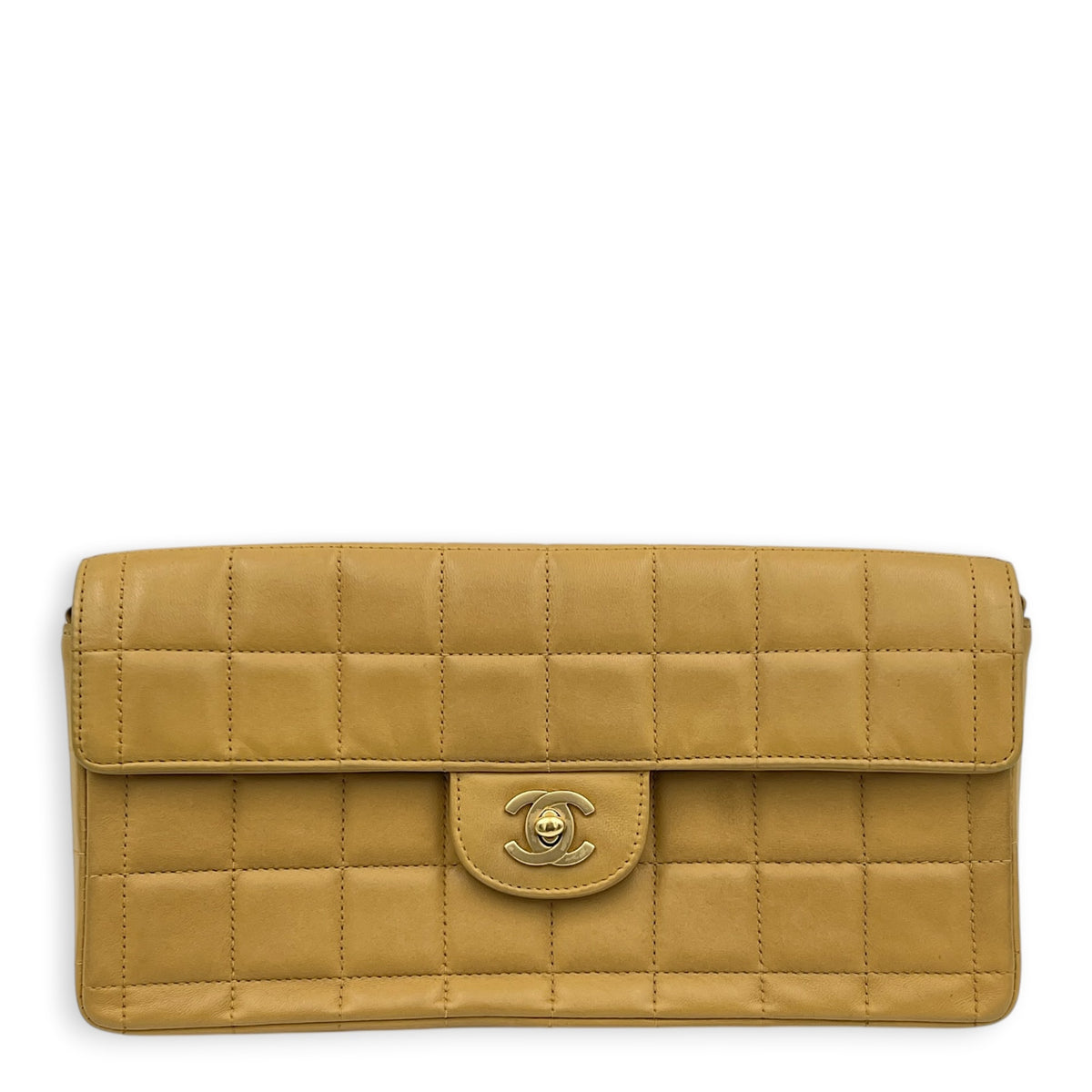 Chocolate Bar Beige Shoulder Bag in Lambskin, Gold hardware