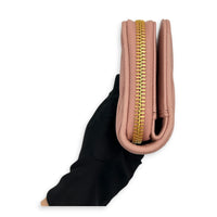 Matelassé Powder Pink Wallet in Nappa Leather, Gold hardware