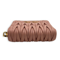 Matelassé Powder Pink Wallet in Nappa Leather, Gold hardware