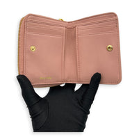 Matelassé Powder Pink Wallet in Nappa Leather, Gold hardware