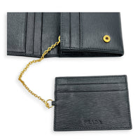 Vitello Move Long Black Wallet in Calfskin, Gold hardware