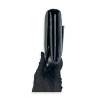 Vitello Move Long Black Wallet in Calfskin, Gold hardware