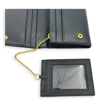 Vitello Move Long Black Wallet in Calfskin, Gold hardware