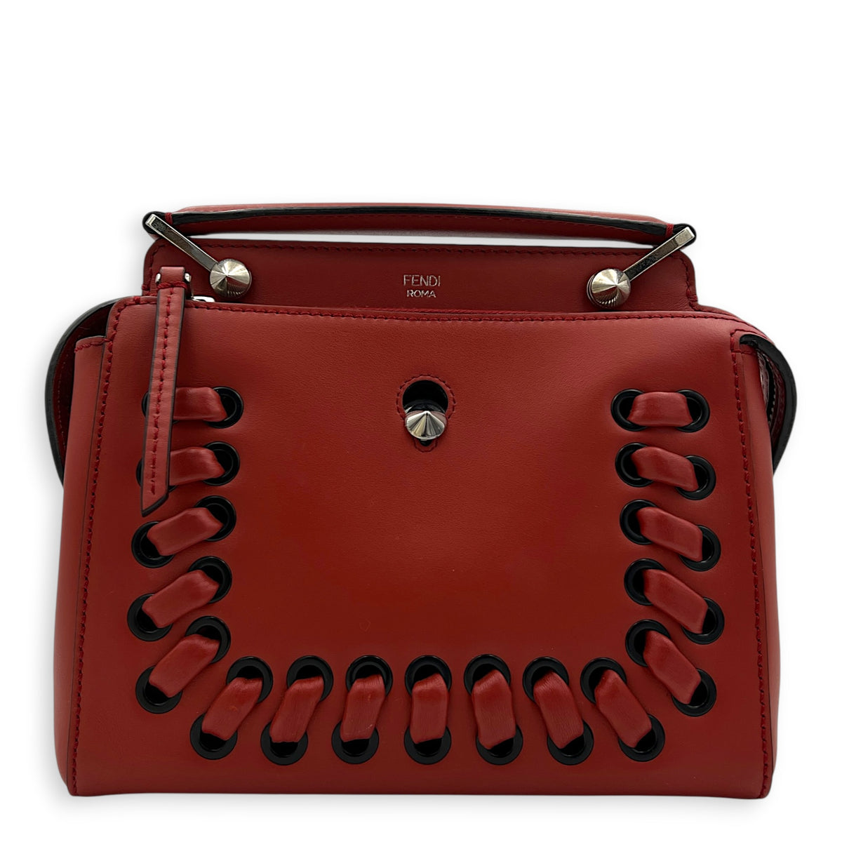 Dotcom  Top Handle Bag Red in Calfskin, Silver hardware