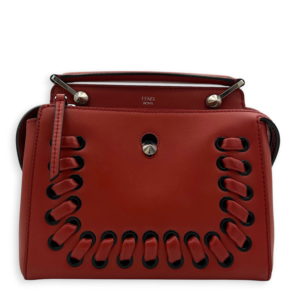Dotcom  Top Handle Bag Red in Calfskin, Silver hardware