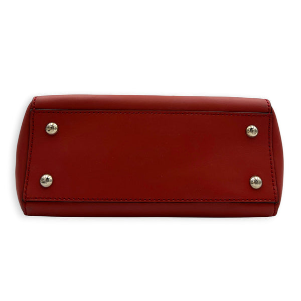 Dotcom  Top Handle Bag Red in Calfskin, Silver hardware