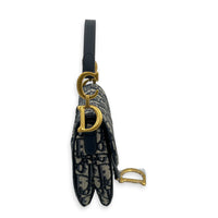 Saddle Mini Blue Shoulder Bag in Jacquard, Gold hardware