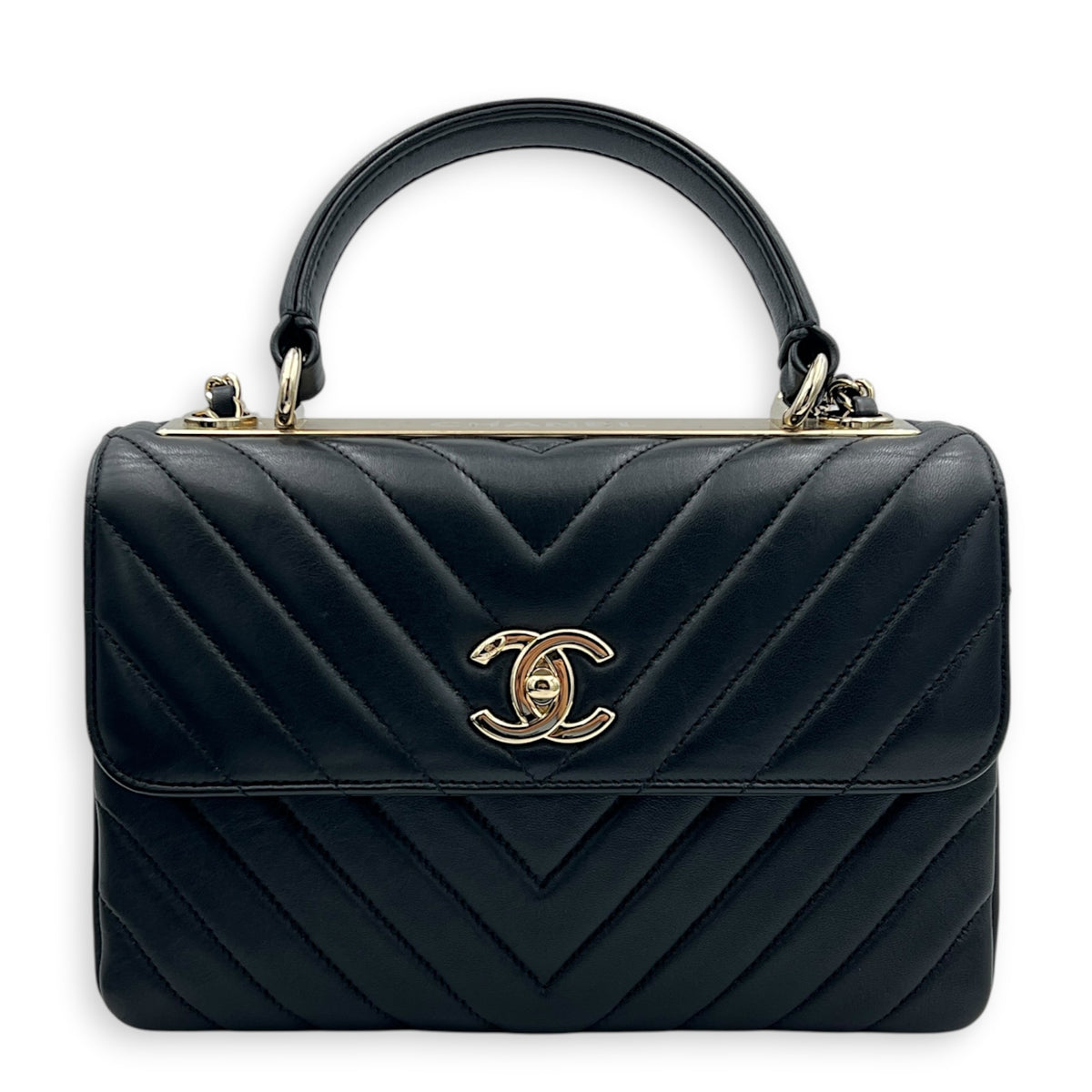 Trendy CC Top Handle Bag Black in Lambskin