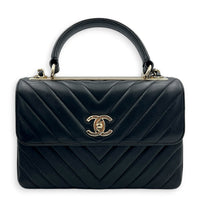 Trendy CC Top Handle Bag Black in Lambskin
