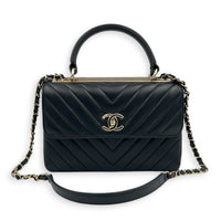 Trendy CC Top Handle Bag Black in Lambskin