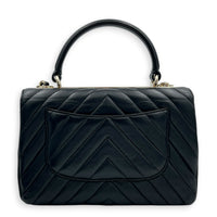 Trendy CC Top Handle Bag Black in Lambskin