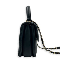 Trendy CC Top Handle Bag Black in Lambskin