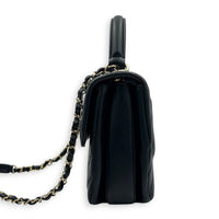 Trendy CC Top Handle Bag Black in Lambskin