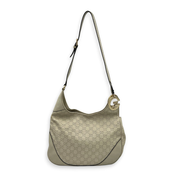 Guccissima Shoulder Bag Beige in Calfskin, Gold hardware