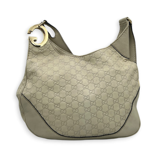 Guccissima Shoulder Bag Beige in Calfskin, Gold hardware
