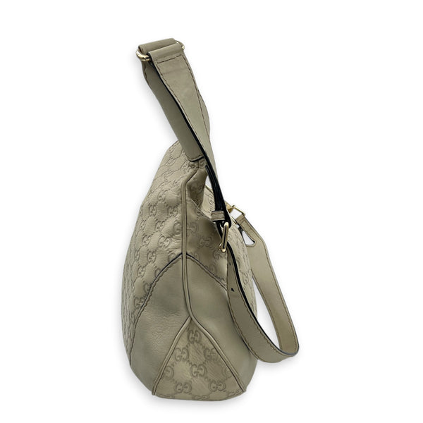 Guccissima Shoulder Bag Beige in Calfskin, Gold hardware