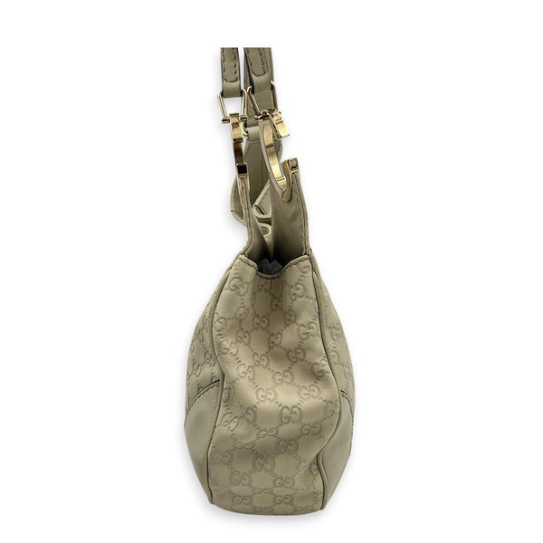 Guccissima Shoulder Bag Beige in Calfskin, Gold hardware