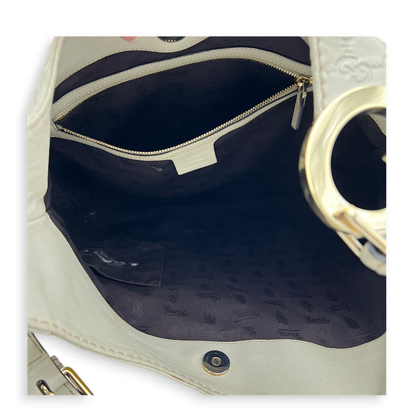 Guccissima Shoulder Bag Beige in Calfskin, Gold hardware