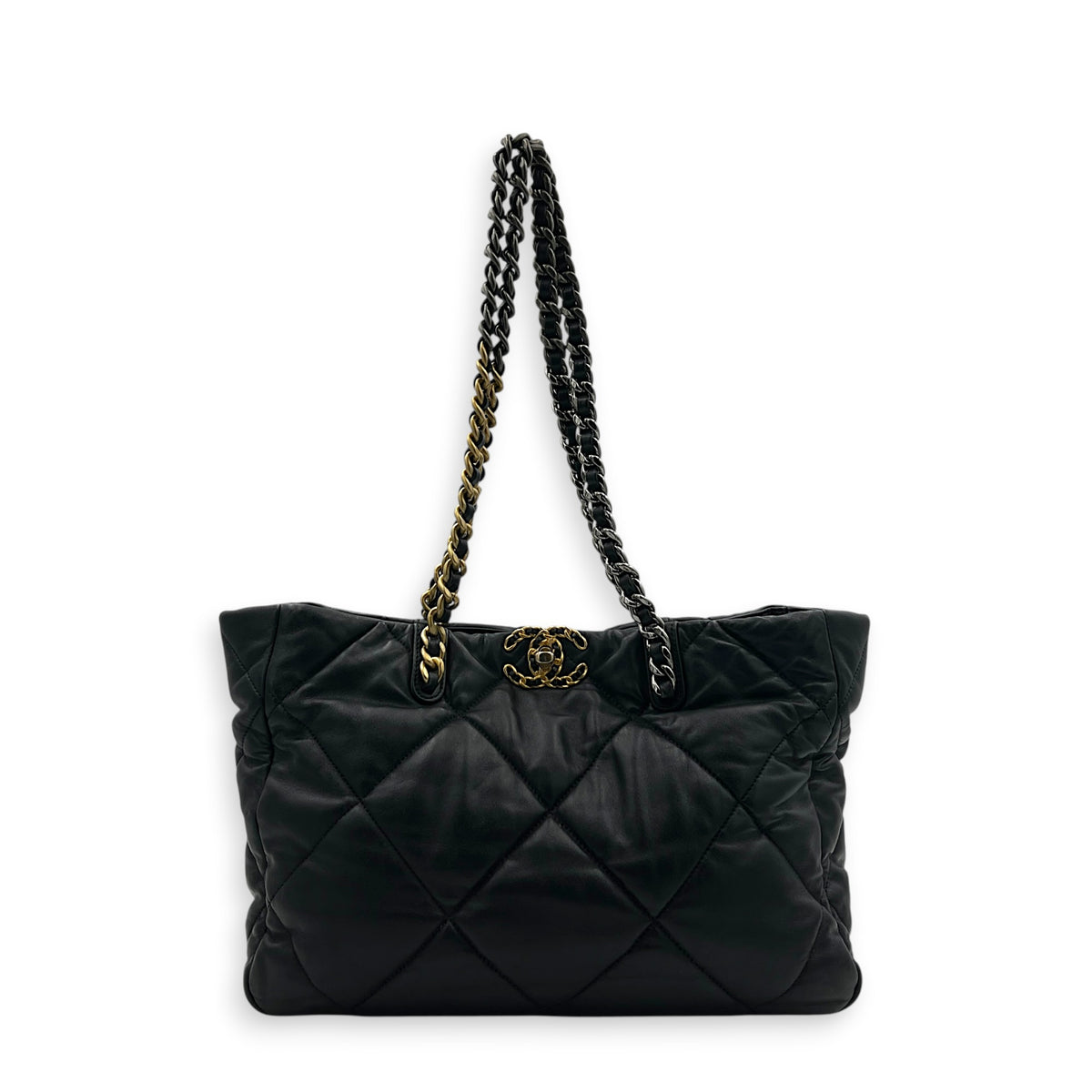 C19 Black Tote Bag in Lambskin, Mixed hardware