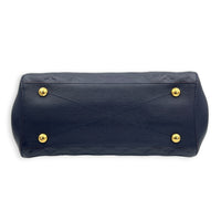 Montaigne MM Blue Shoulder Bag in Monogram Empreinte Leather, Gold hardware