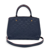 Montaigne MM Blue Shoulder Bag in Monogram Empreinte Leather, Gold hardware