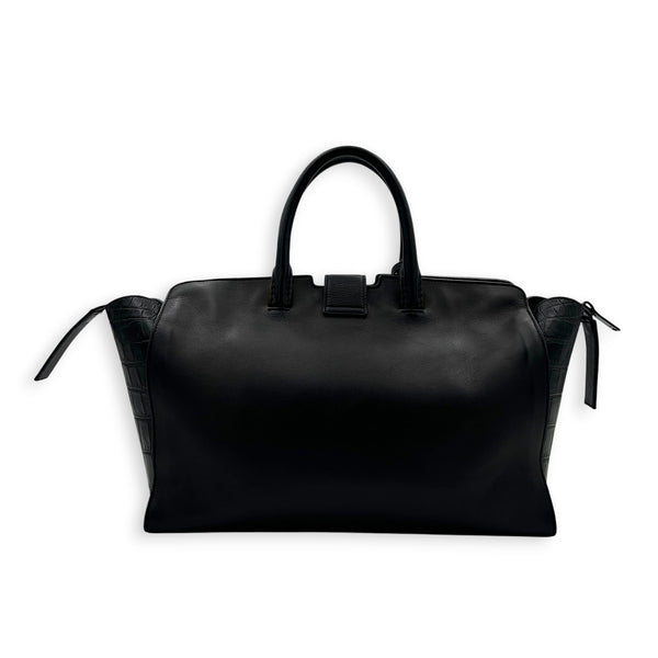 Cabas Top Handle Bag Black in Calfskin, Black hardware