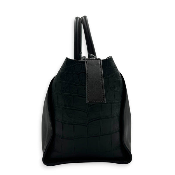 Cabas Top Handle Bag Black in Calfskin, Black hardware