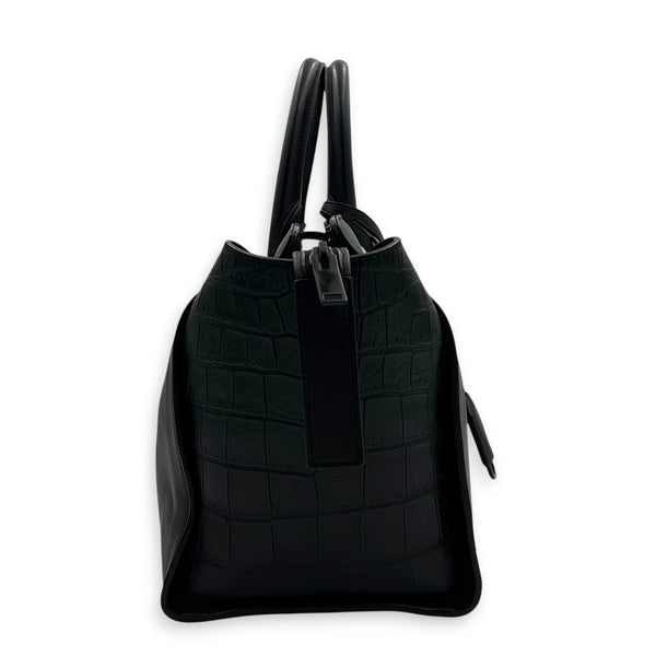 Cabas Top Handle Bag Black in Calfskin, Black hardware