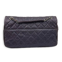 Easy Flap Shoulder Bag Purple in Caviar Leather, Ruthenium hardware