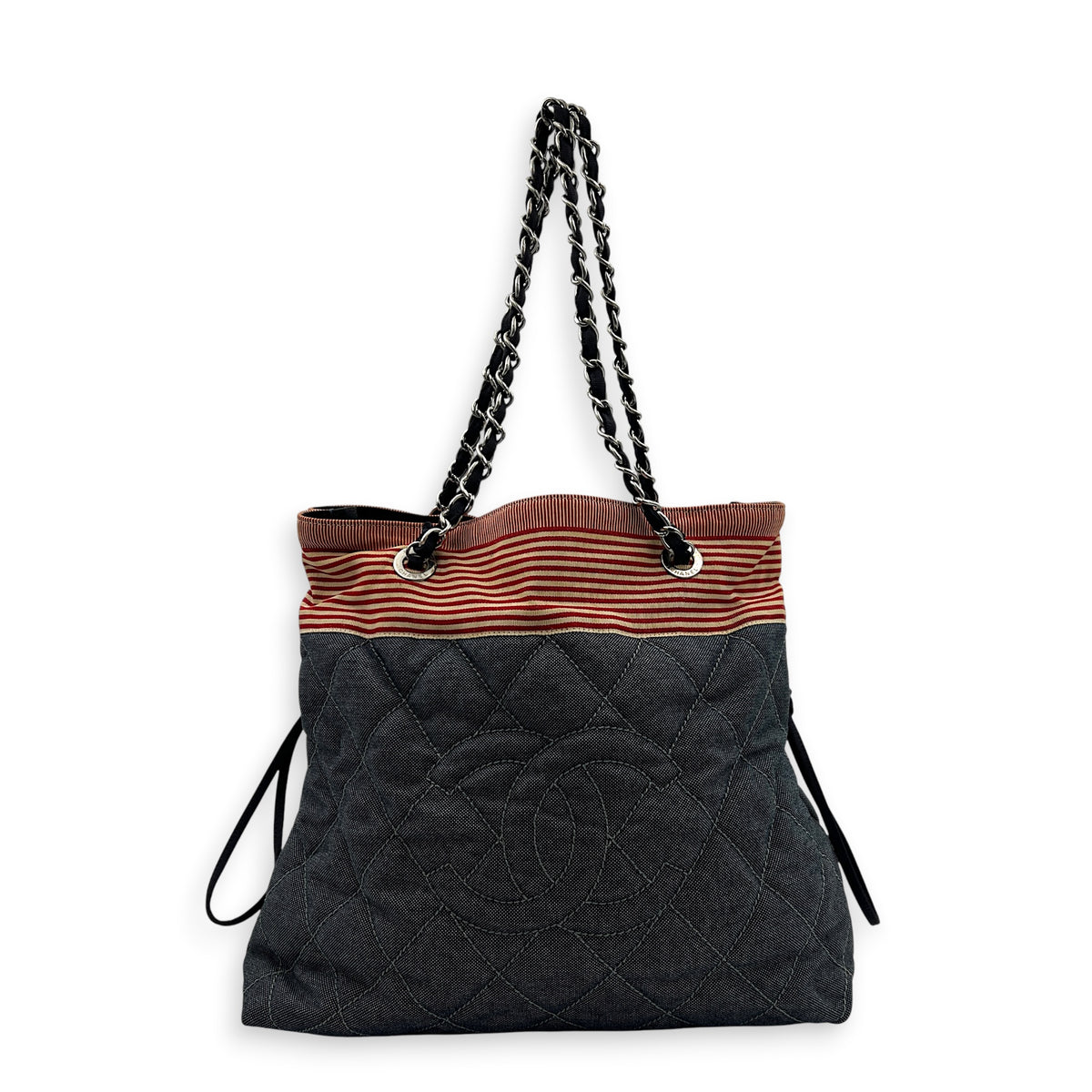 CC Quilted Cruise Line Blue Tote Bag in Denim,  hardware