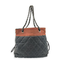 CC Quilted Cruise Line Blue Tote Bag in Denim,  hardware
