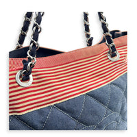 CC Quilted Cruise Line Blue Tote Bag in Denim,  hardware