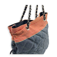 CC Quilted Cruise Line Blue Tote Bag in Denim,  hardware