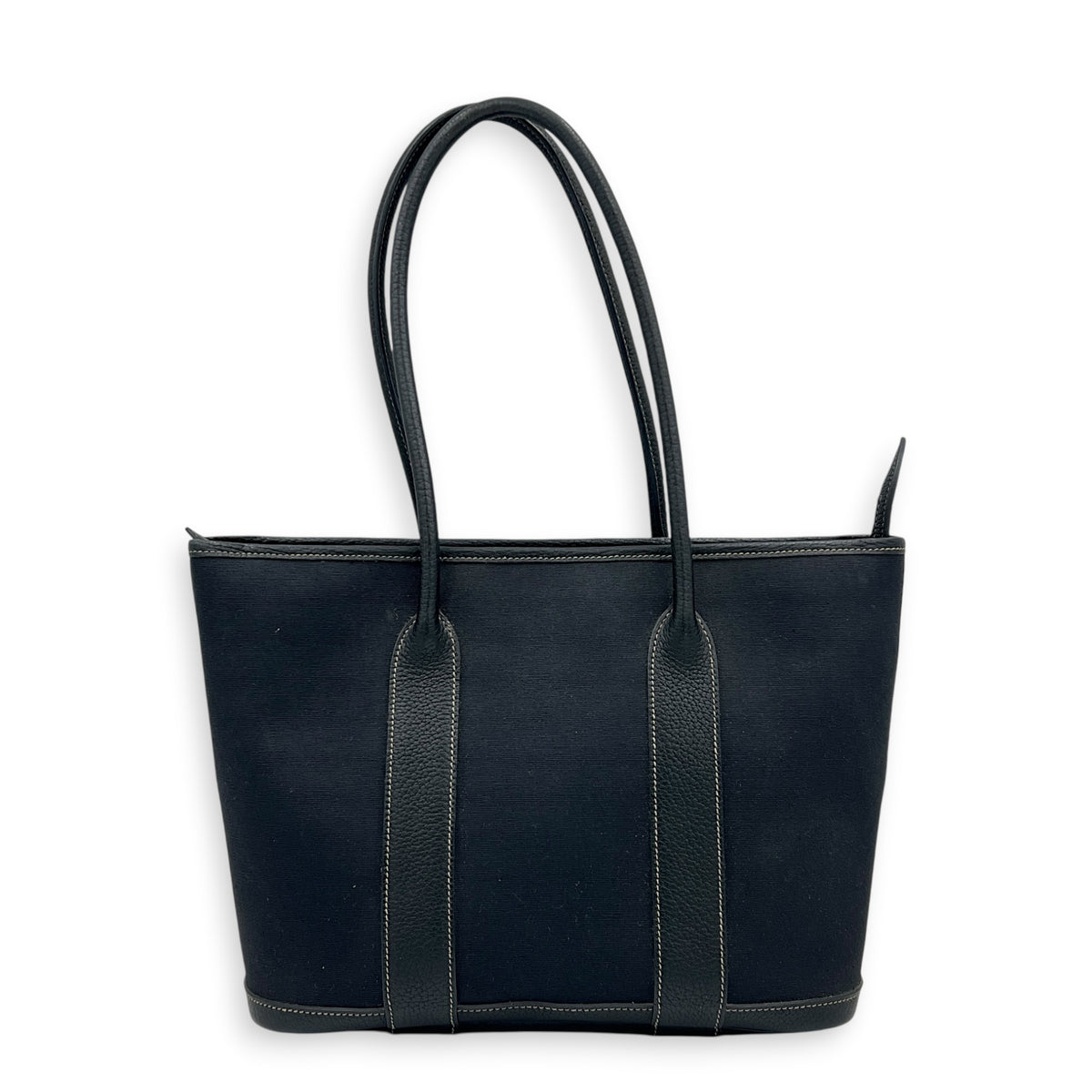 Garden Party Zip Black Top Handle Bag in Canvas,  hardware