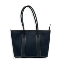 Garden Party Zip Black Top Handle Bag in Canvas,  hardware