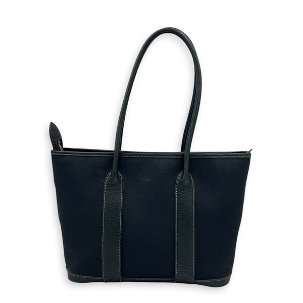 Garden Party Zip Black Top Handle Bag in Canvas,  hardware