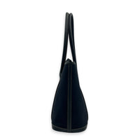 Garden Party Zip Black Top Handle Bag in Canvas,  hardware