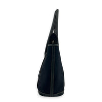 Garden Party Zip Black Top Handle Bag in Canvas,  hardware