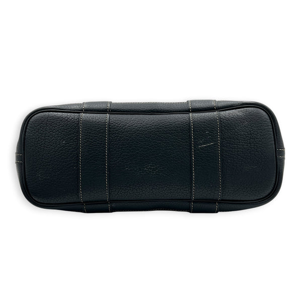 Garden Party Zip Black Top Handle Bag in Canvas,  hardware