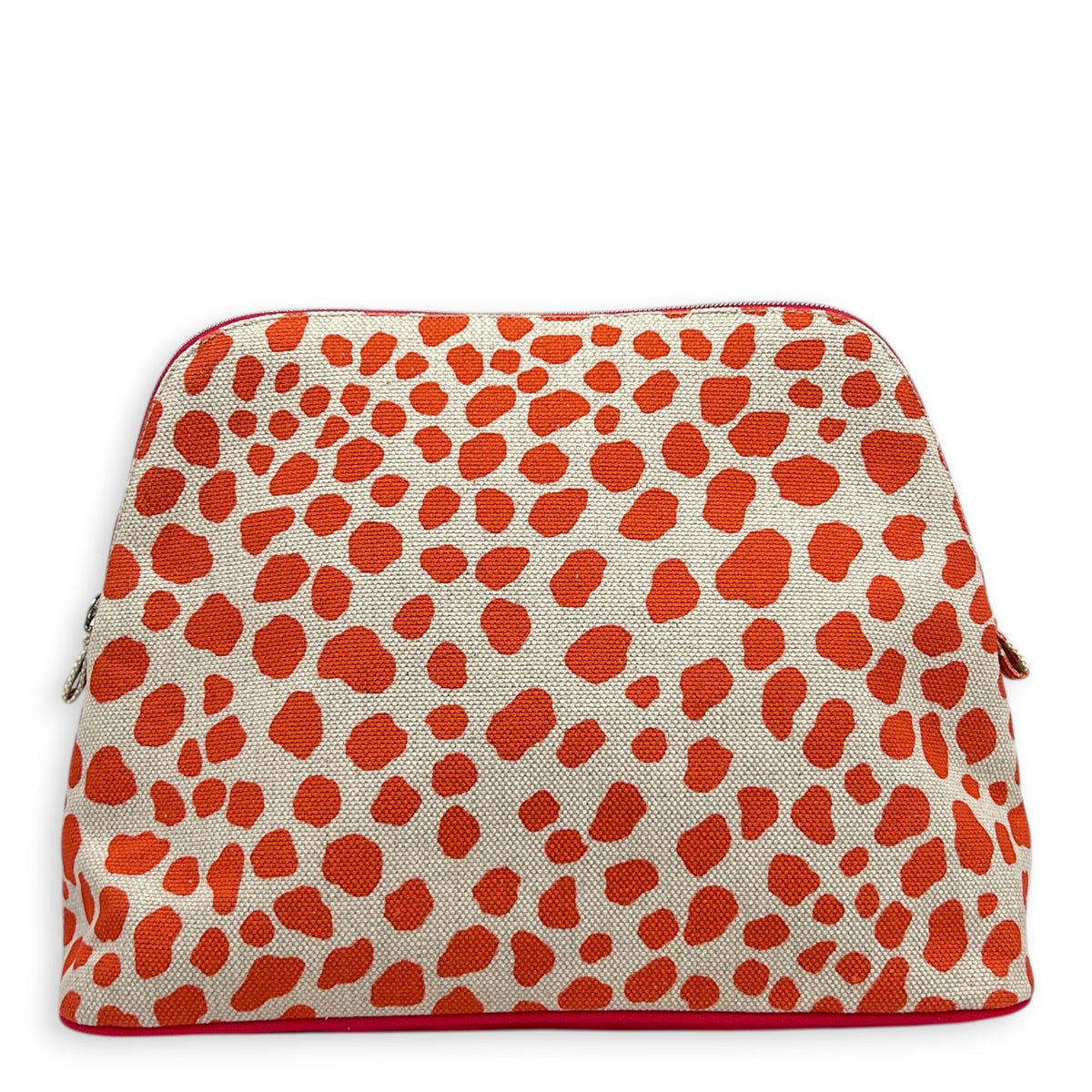 Bolide Case Large Orange Pouch in Canvas, Silver hardware