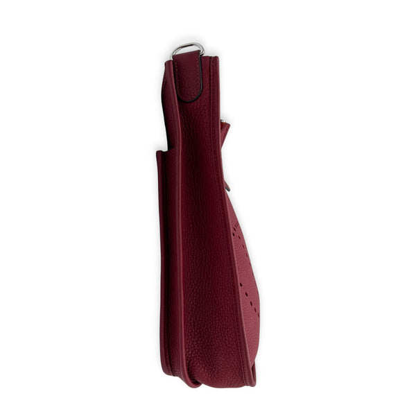 Evelyne III 29 Rouge Grenat Crossbody Bag in Clemence, Palladium hardware