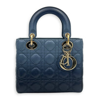 Lady Dior Small Gradient Blue Top Handle Bag in Lambskin, Gold hardware