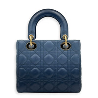 Lady Dior Small Gradient Blue Top Handle Bag in Lambskin, Gold hardware