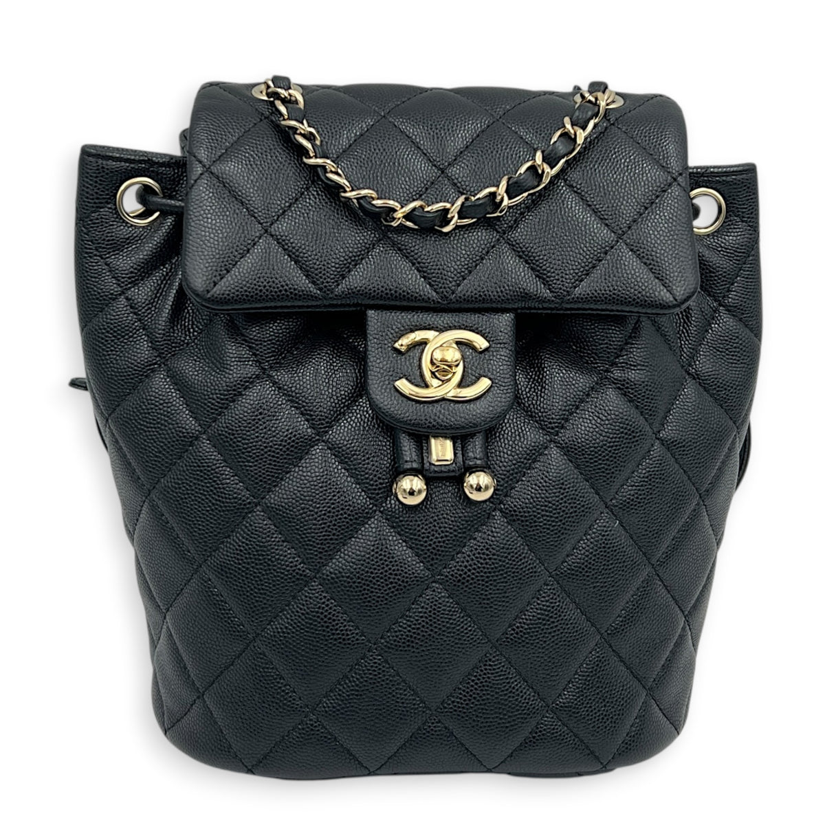 Urban Spirit Backpack Black in Caviar Leather, Gold hardware