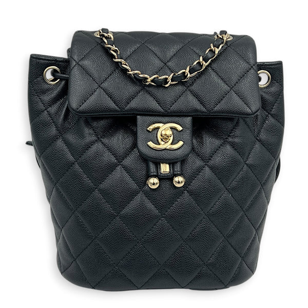 Urban Spirit Backpack Black in Caviar Leather, Gold hardware